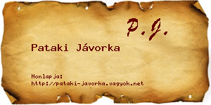 Pataki Jávorka névjegykártya